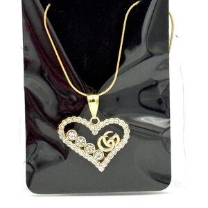Upcycled Gucci Heart Pendant Necklace - Authentic, Stamped - Gold
